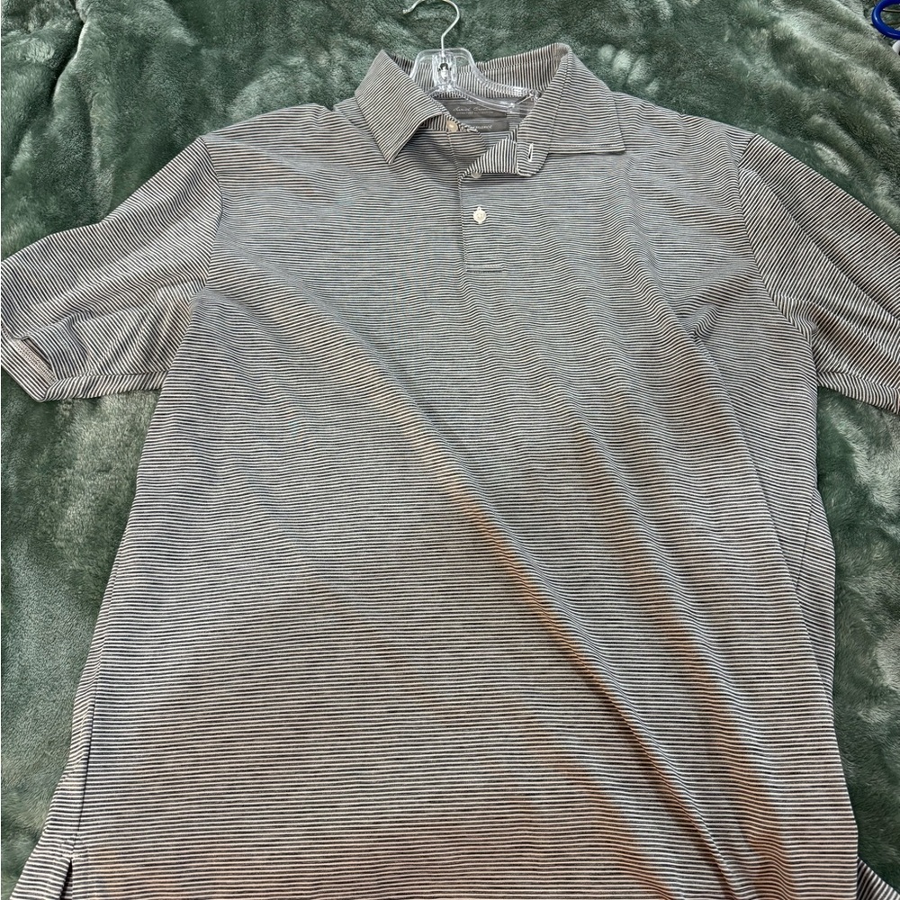 Daniel Cremieux Black and White Striped Polo Shirt